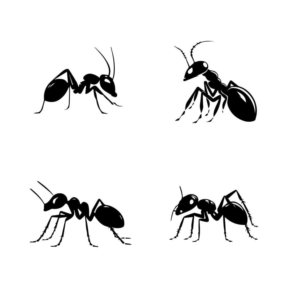 ant logo silhouette collection set hand drawn illustration vector