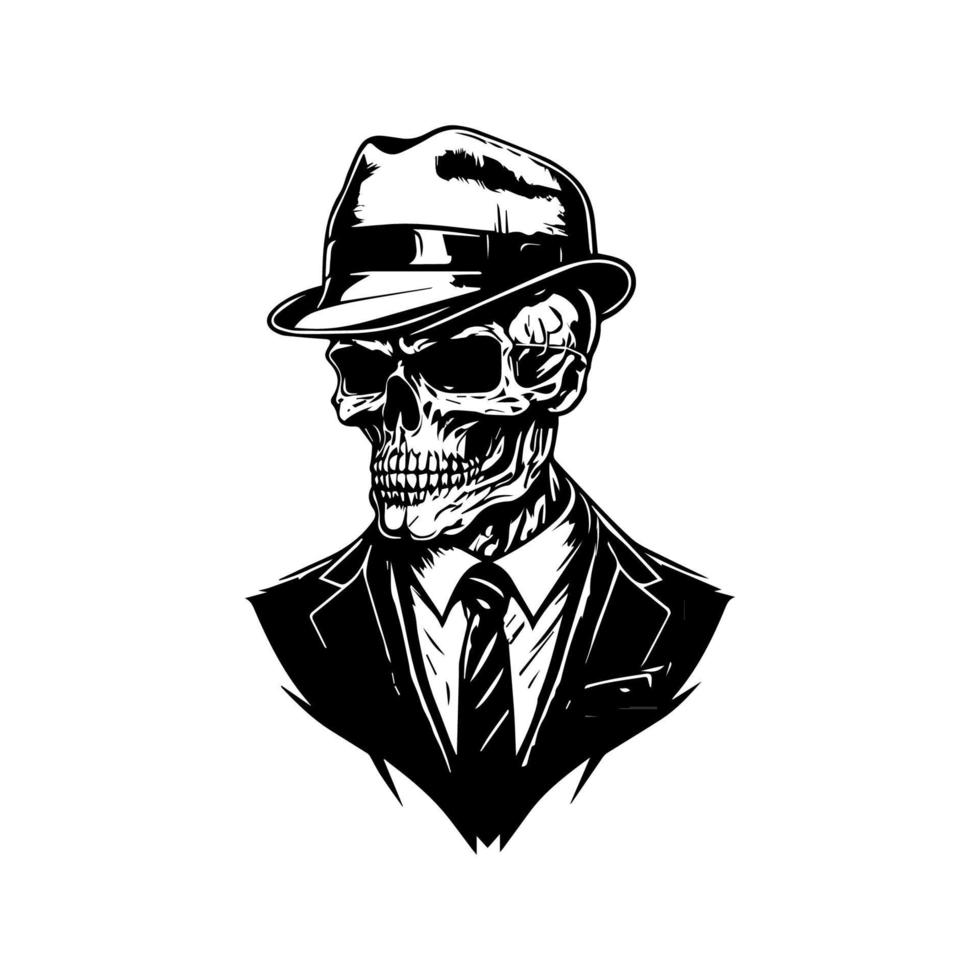 Edgy and stylish Hand drawn line art illustration of a chicano skull biker wearing a helmet, showcasing a unique fusion of tough and sophisticated vector