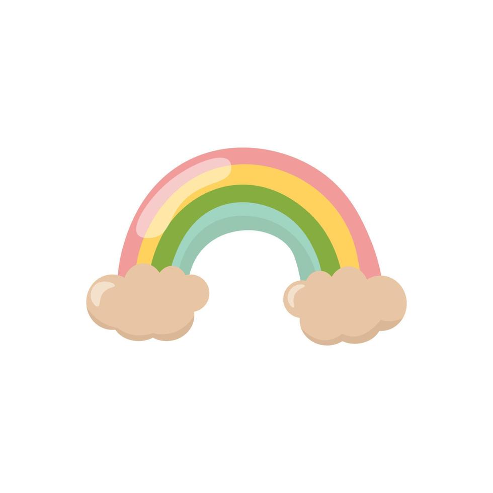 Vector single image of a cartoon rainbow in color. Hand draw style. On a white background.
