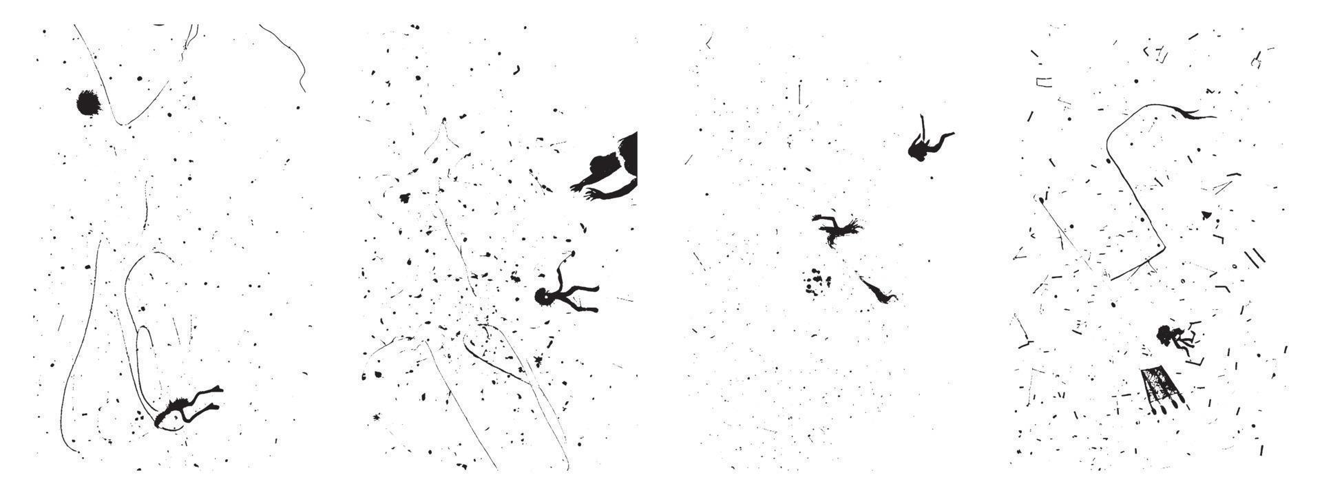 Set of Grungy Aged Distressed Textures. Retro Vector Illustration with Black and White Overlays. EPS 10.