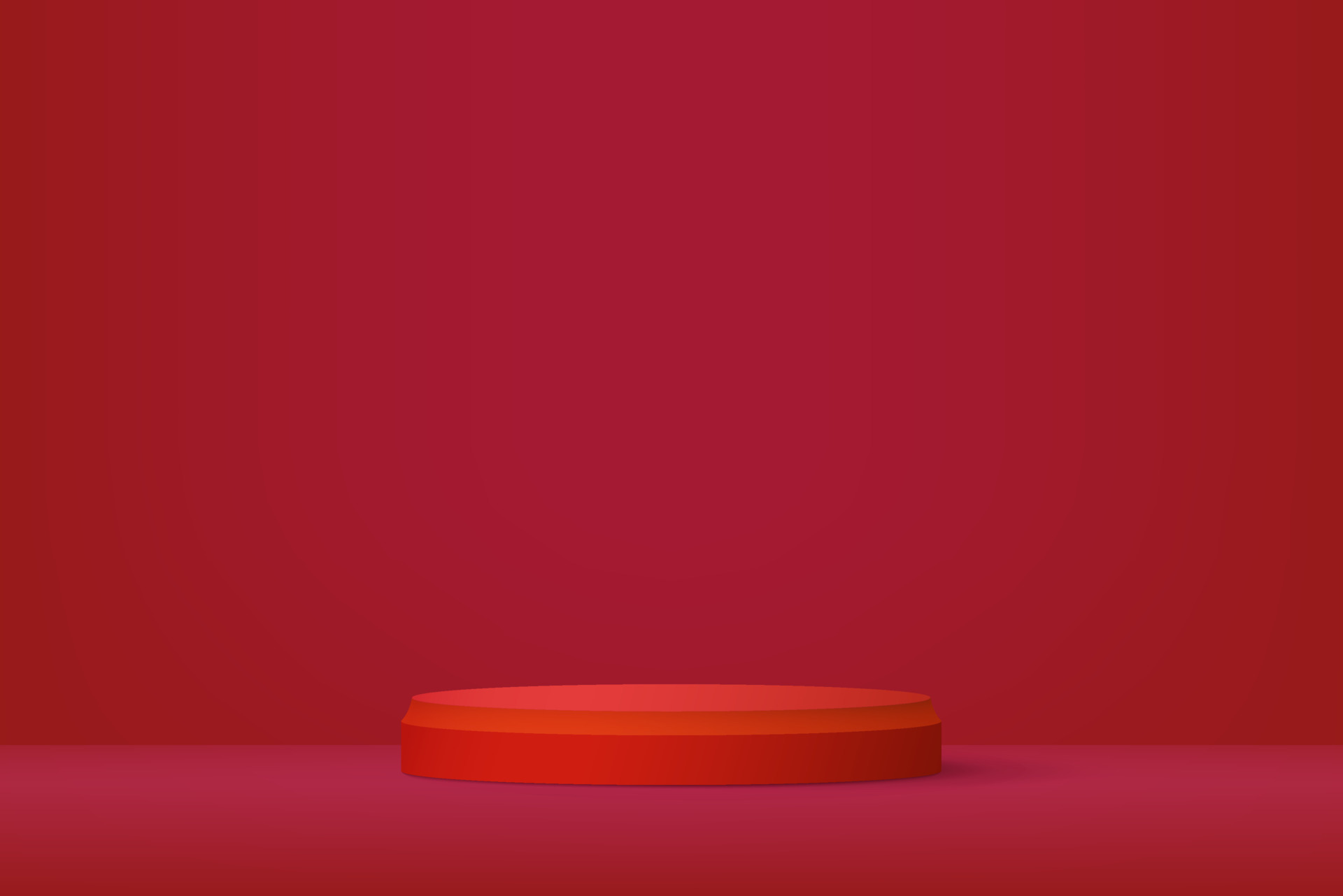 3D Podium Showcase Red Color Design. Vector illustration. Eps10