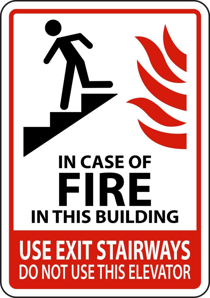 In Case of Fire In This Building Use Exit Stairways Do Not Use This Elevator vector