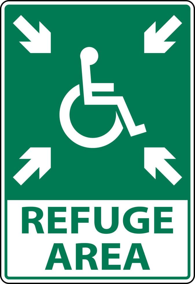 Accessible Refuge Area Sign On White Background vector