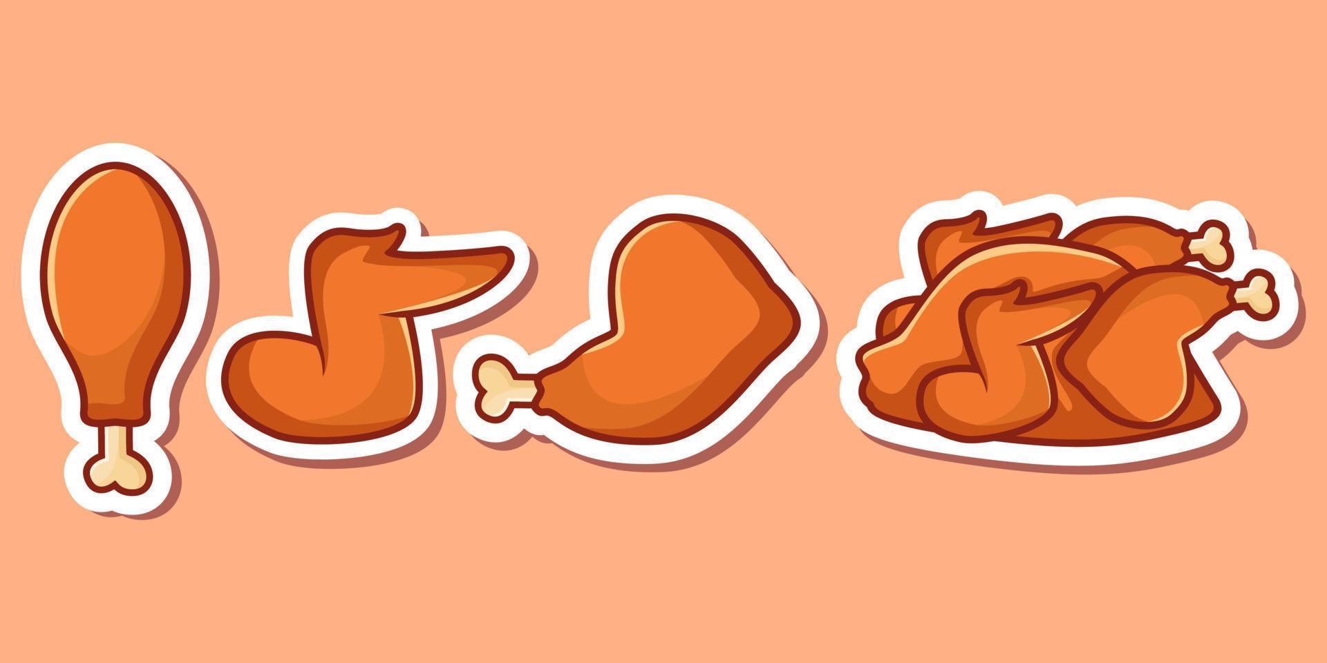 delicioso vector de dibujos animados de pollo frito