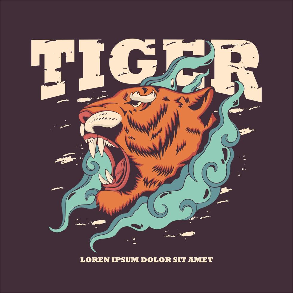 Shirt design tiger vector illustration