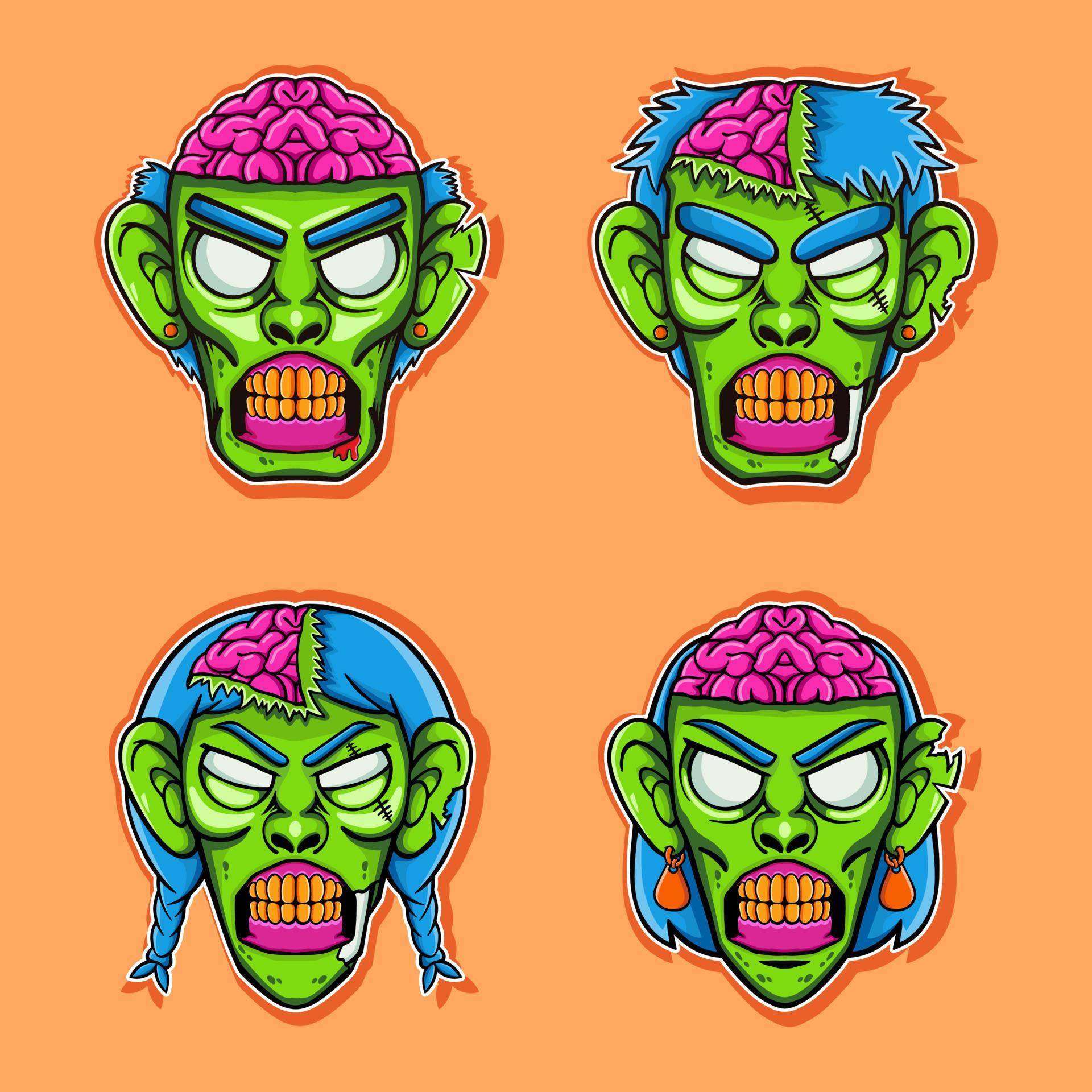 zombie head collection vector 21768037 Vector Art at Vecteezy