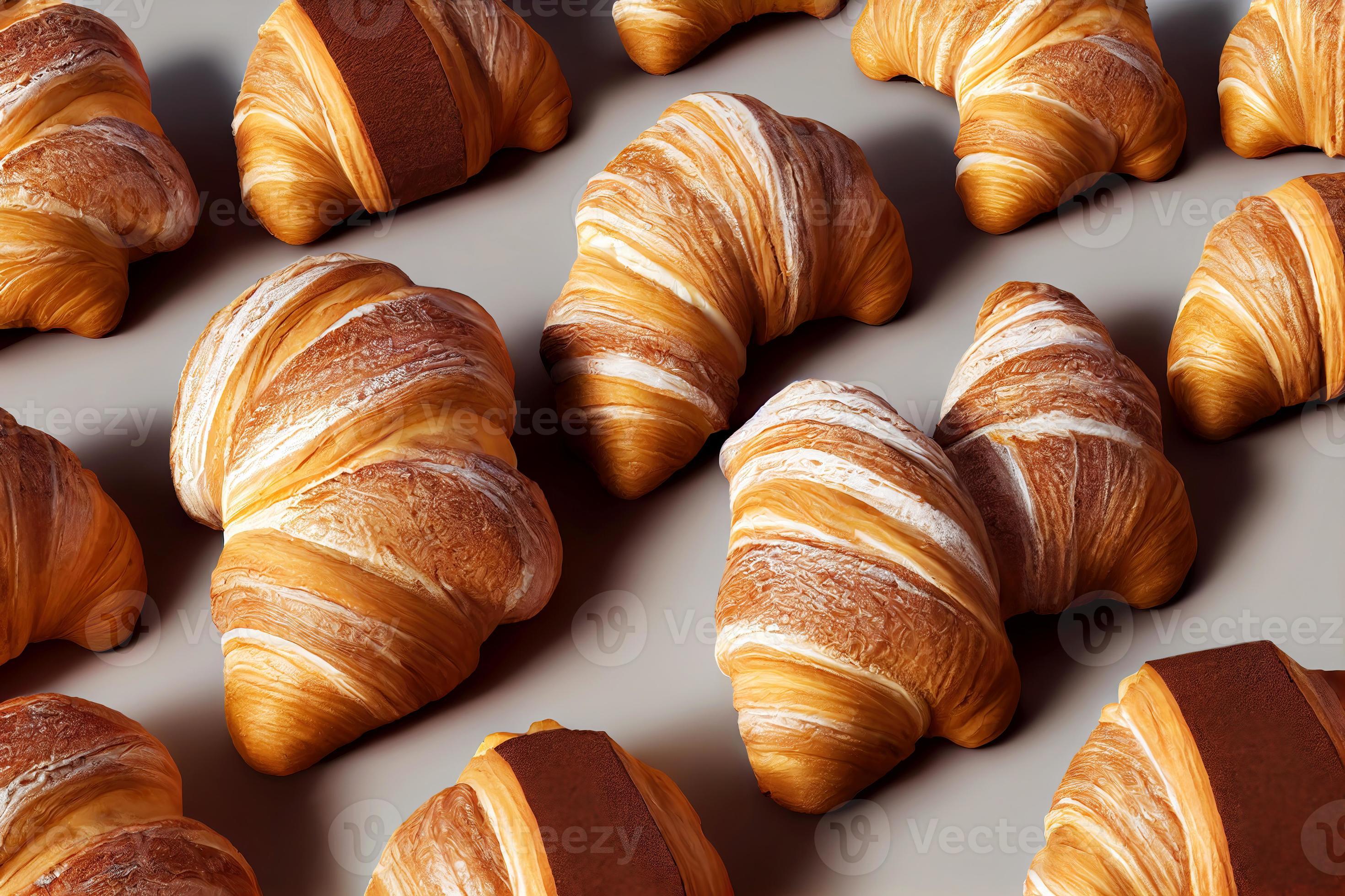 top view bakery of delicious croissant , generative art by A.I