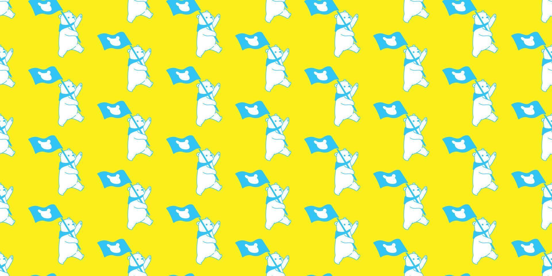 bear Seamless Vector Polar bear Pattern flag isolated doodle wallpaper background yellow