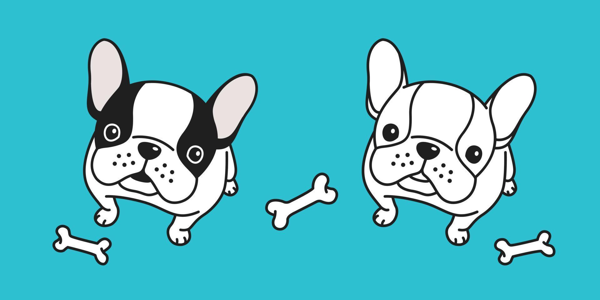 dog vector french bulldog bone cartoon character illustration