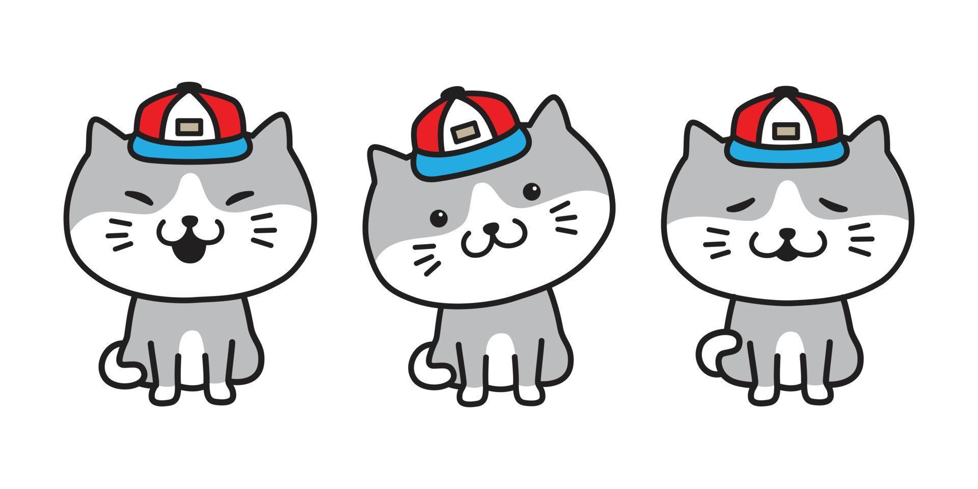 gato vector icono logo gatito personaje gorra dibujos animados ilustración garabatear