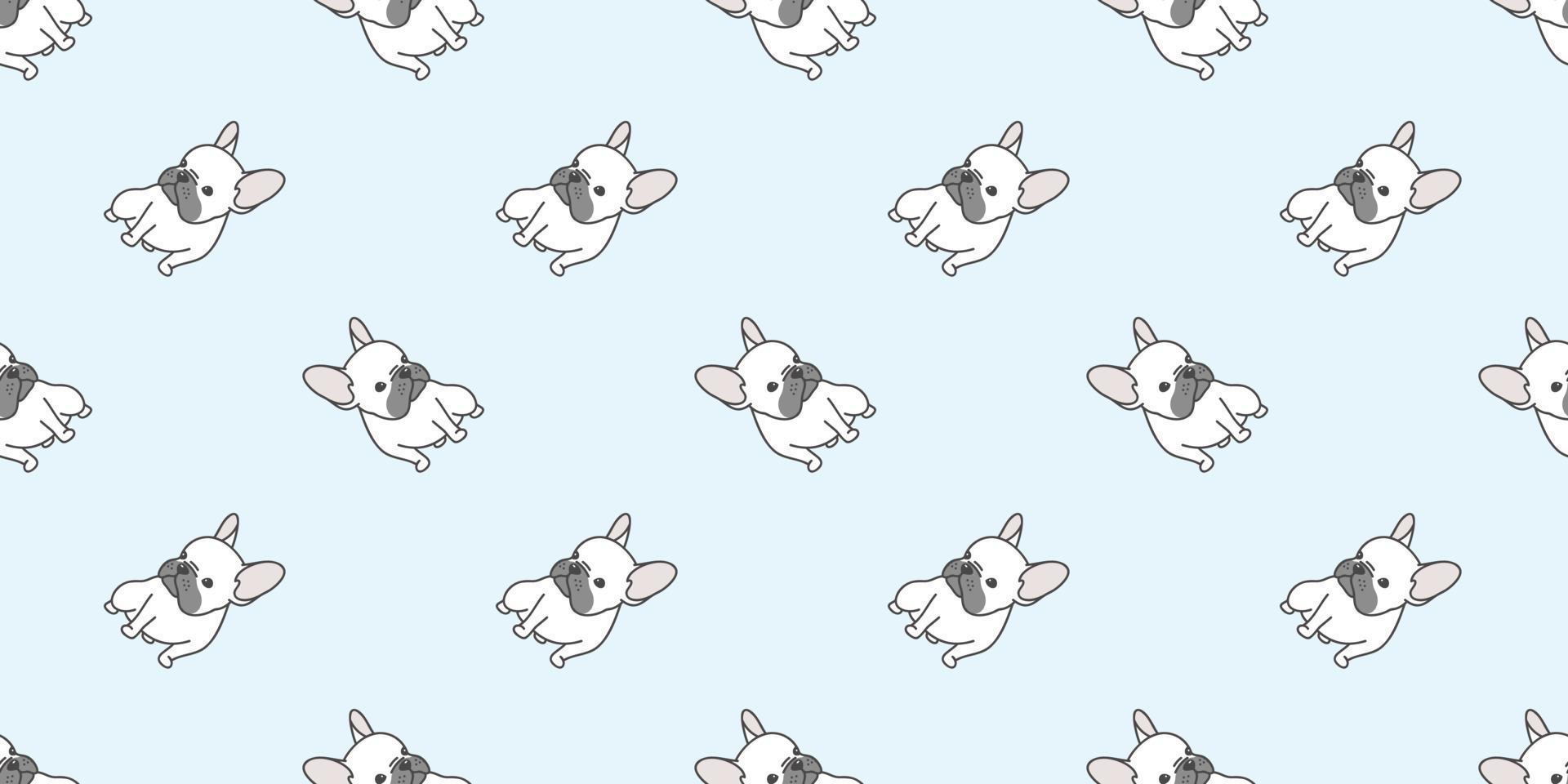 Dog seamless pattern french bulldog pug vector isolated wallpaper background doodle