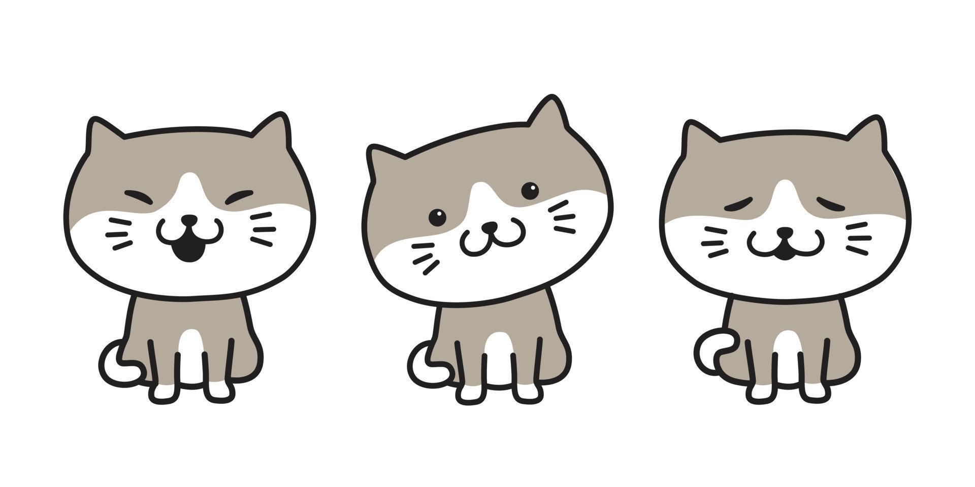 gato vector icono personaje logo dibujos animados calicó gatito ilustración icono garabatear