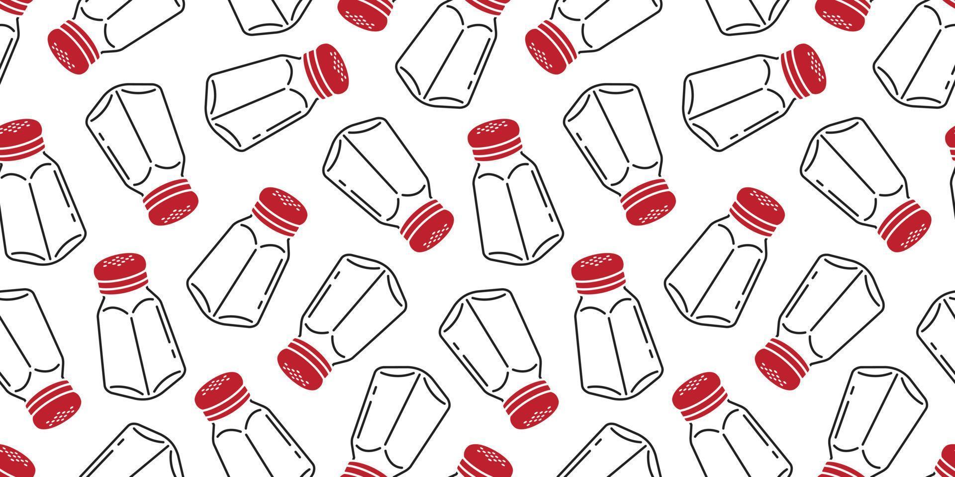 pepper isolated Salt sugar shaker bottle seamless pattern wallpaper background red vector