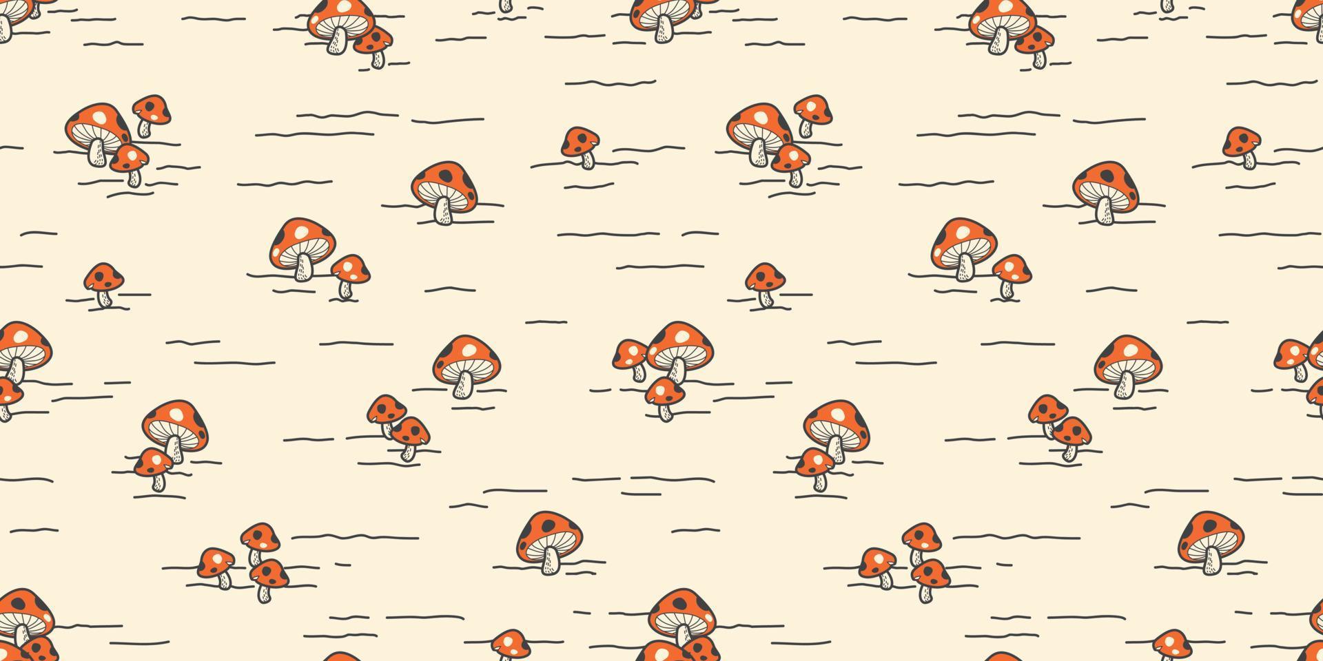 mushroom seamless pattern vector yard isolated scarf wallpaper background illustration doodle