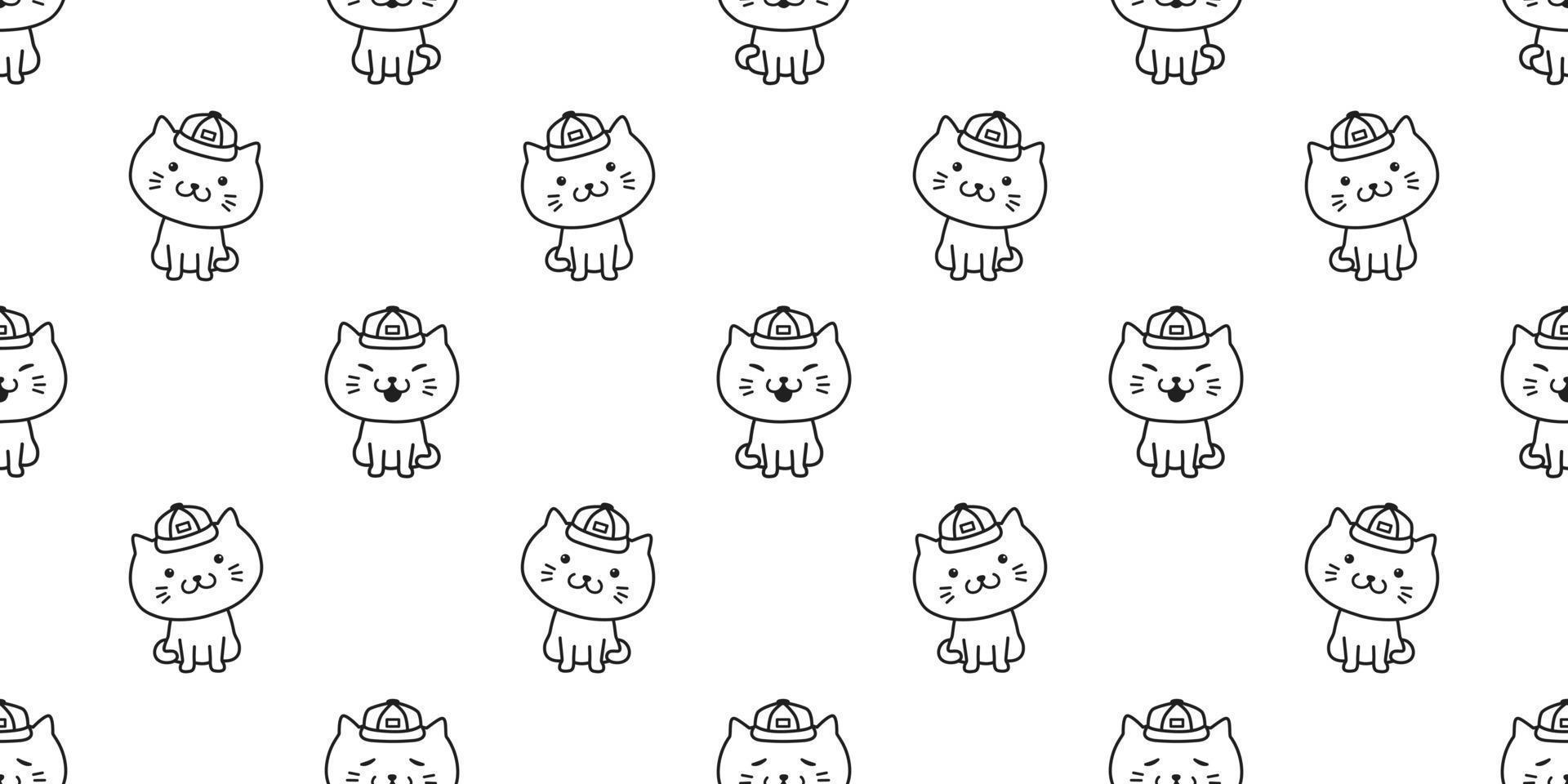 Cat seamless pattern vector isolated kitten cap wallpaper background doodle