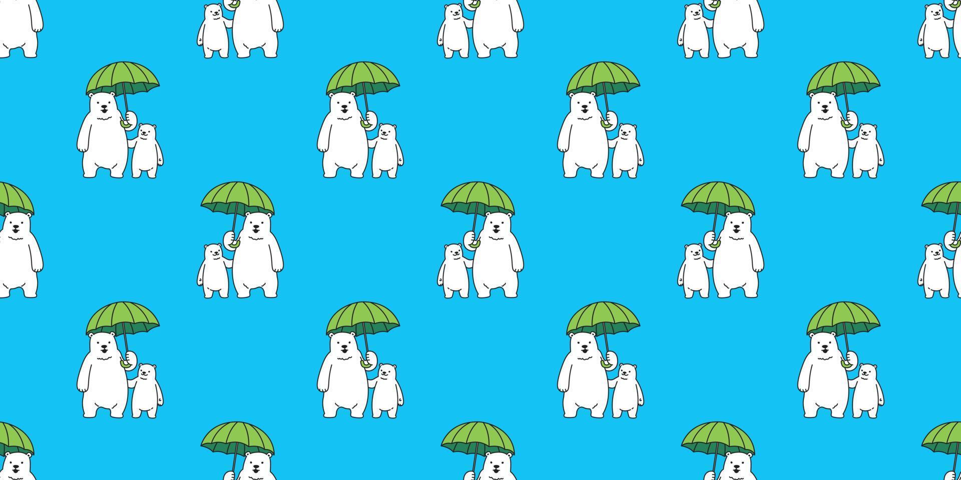 bear seamless pattern vector Polar bear isolated umbrella raining wallpaper background