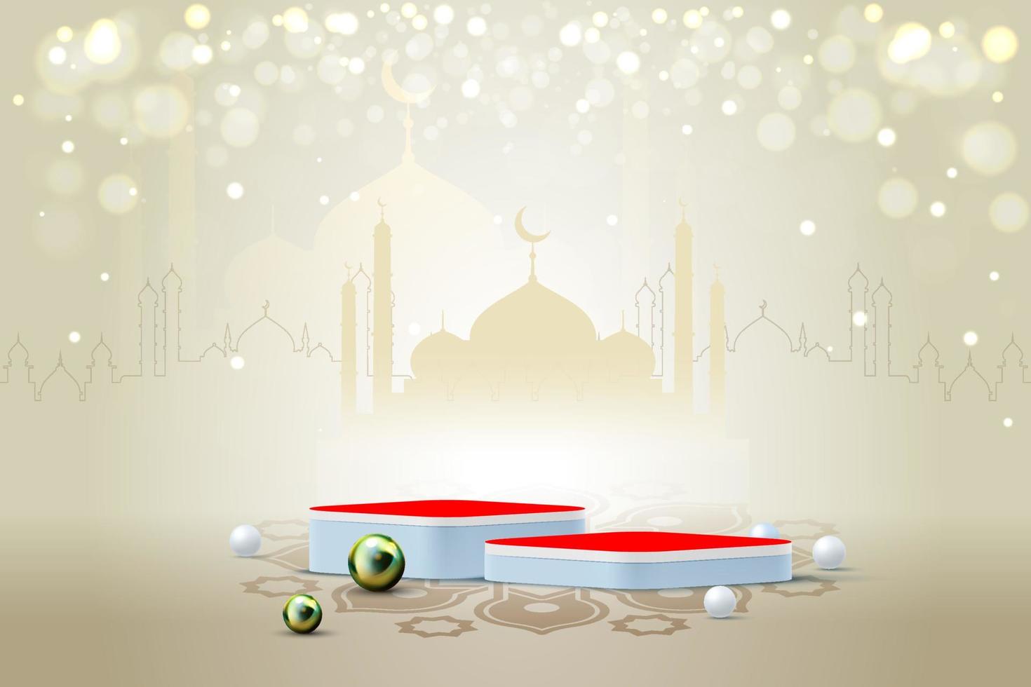 Ramadan Kareem eid banner with podium vector