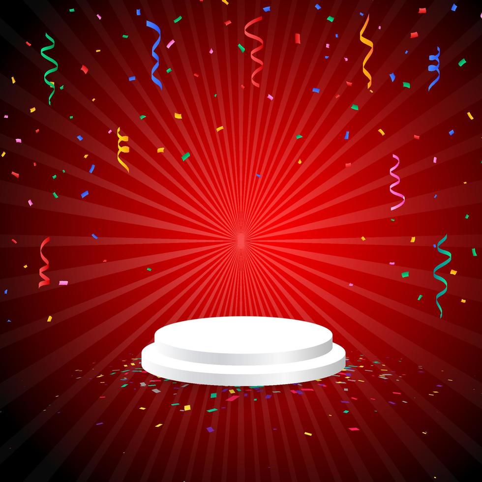 Round podium with spotlight illumination, podium background with lights vector