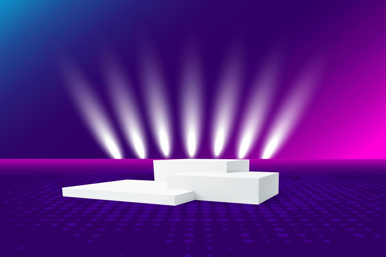 Sunset projector lamp product backdrop, podium background with lights vector