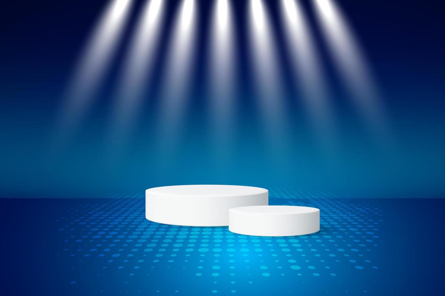 Round podium with spotlight illumination, podium background with lights
