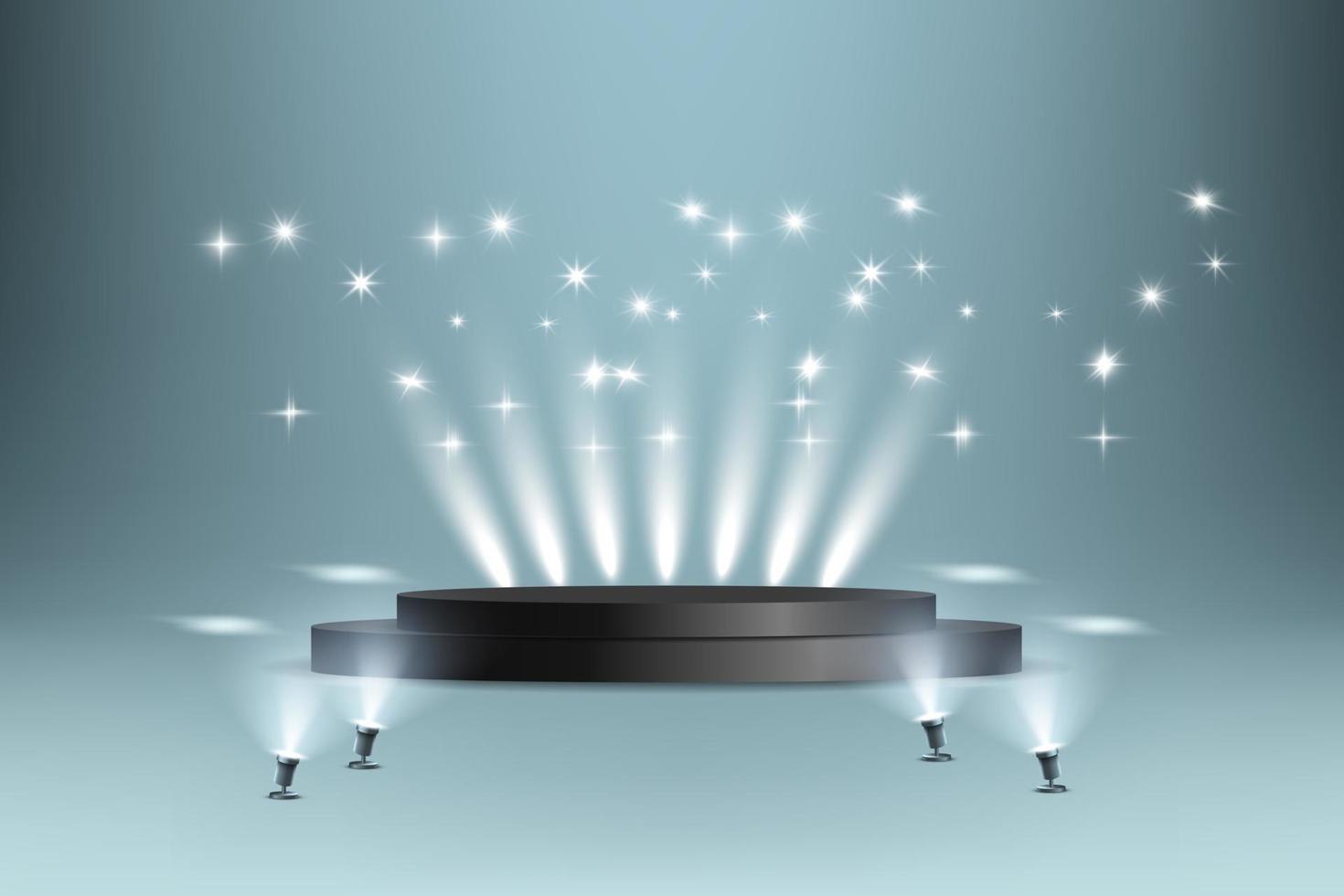 Round podium illuminated by spotlight vector