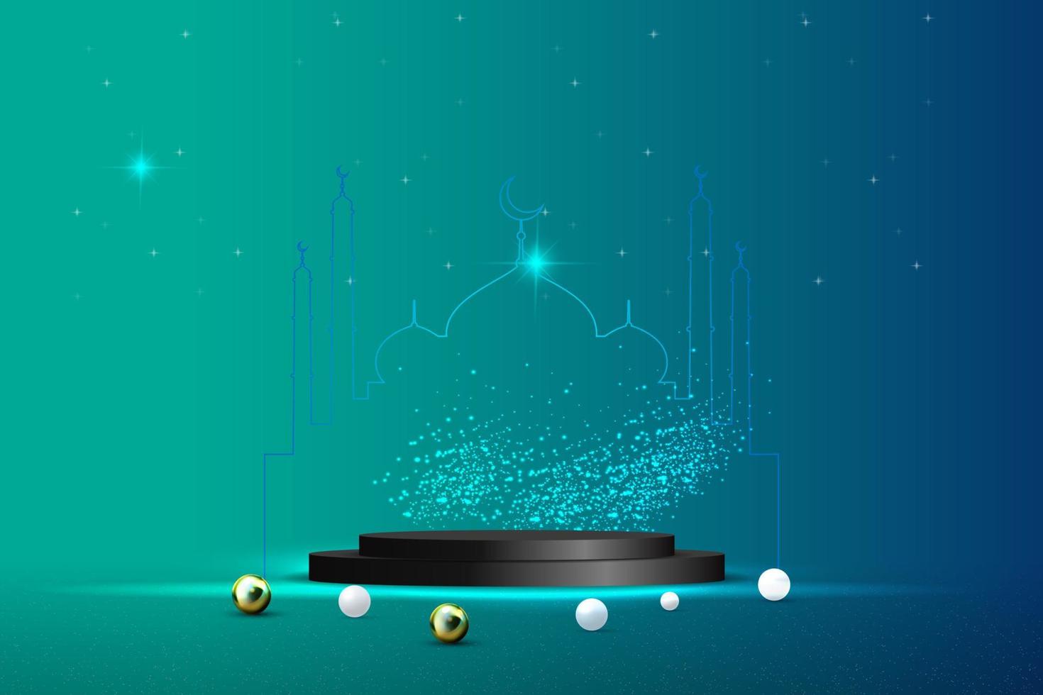 Islamic Ramadan Kareem greeting background with 3d podium vector