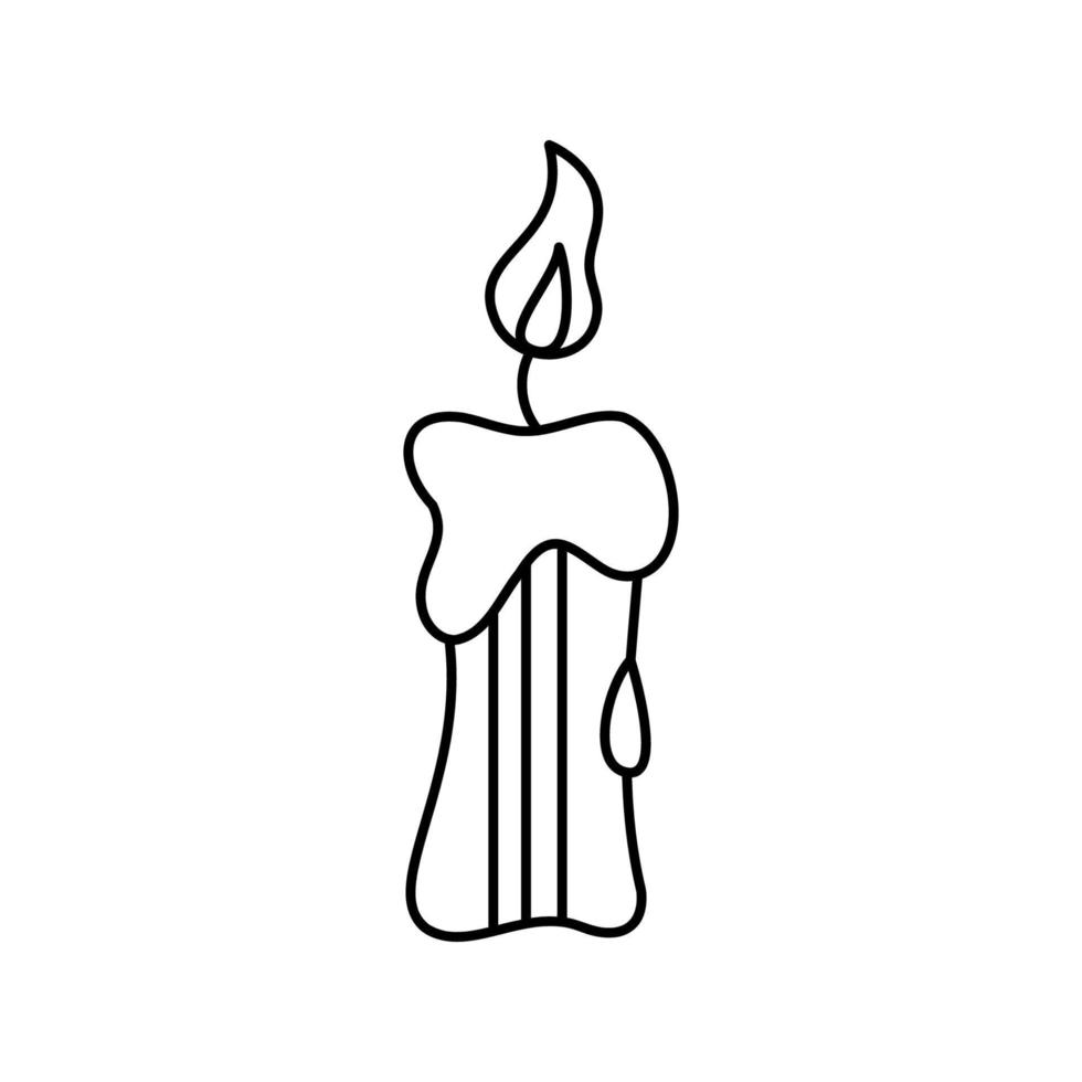 Glowing candle second. Doodle vector black and white illustration.