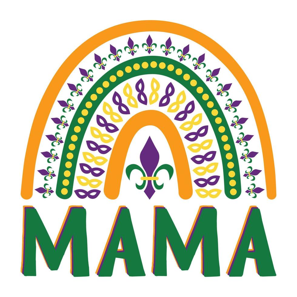 mamá mardi gras boho arco iris vector