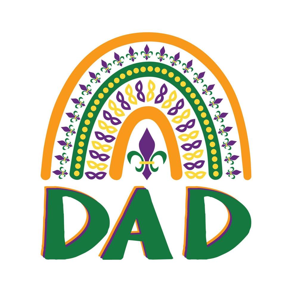 Dad Mardi Gras Boho Rainbow vector