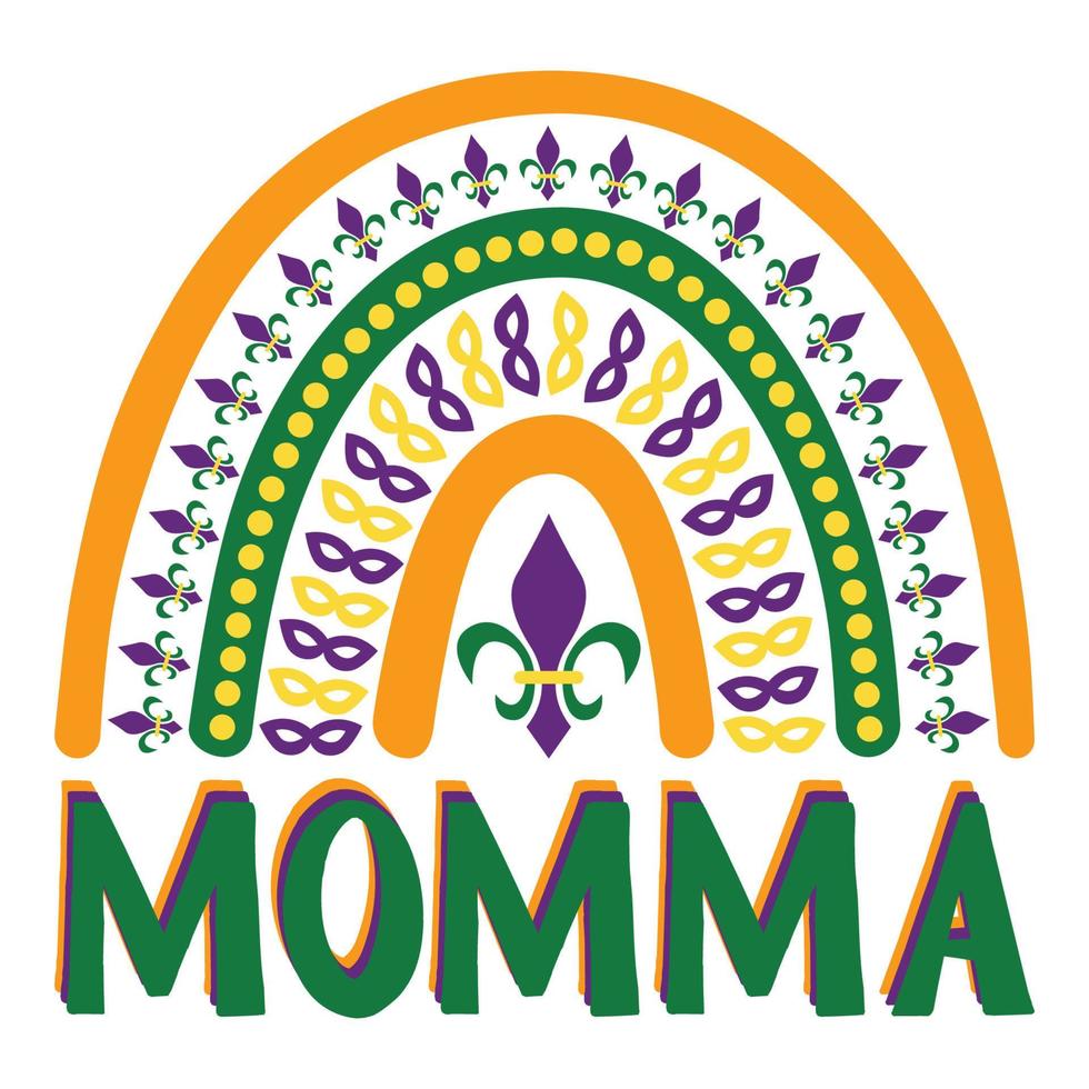 Momma Mardi Gras Boho Rainbow vector