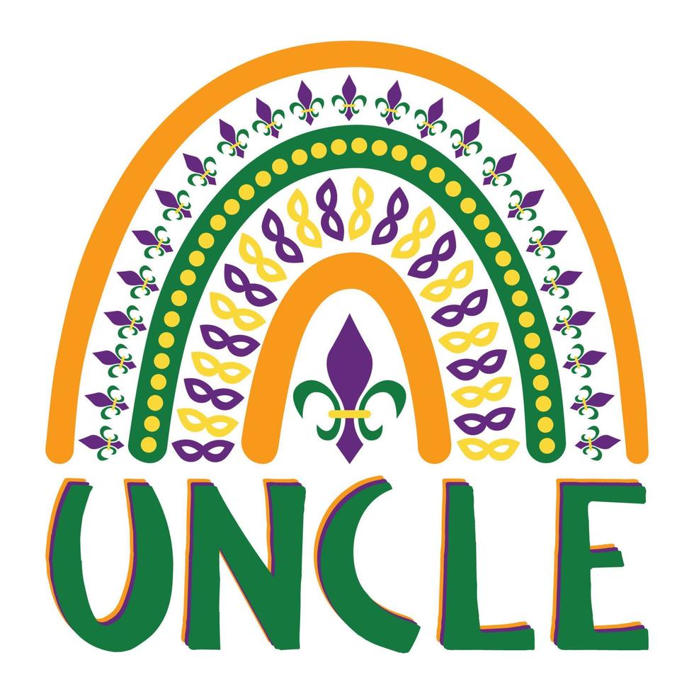 Uncle Mardi Gras Boho Rainbow vector