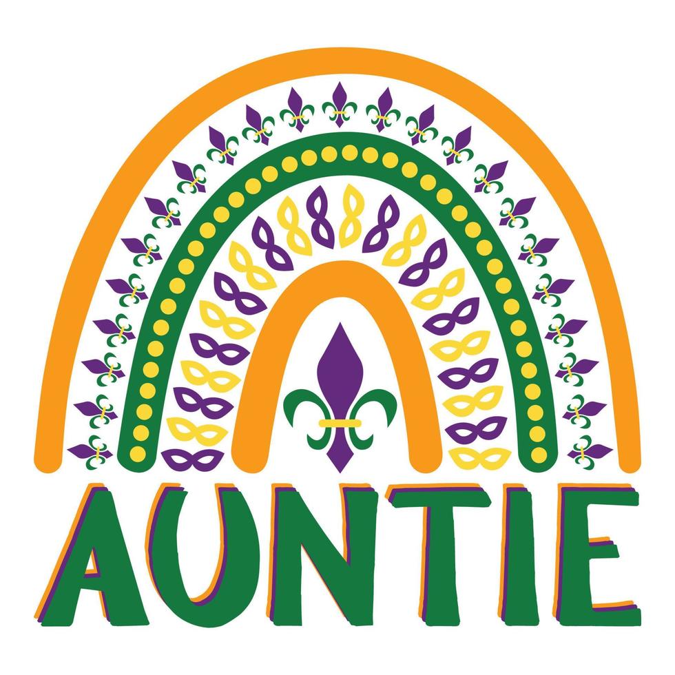 Auntie Mardi Gras Boho Rainbow vector