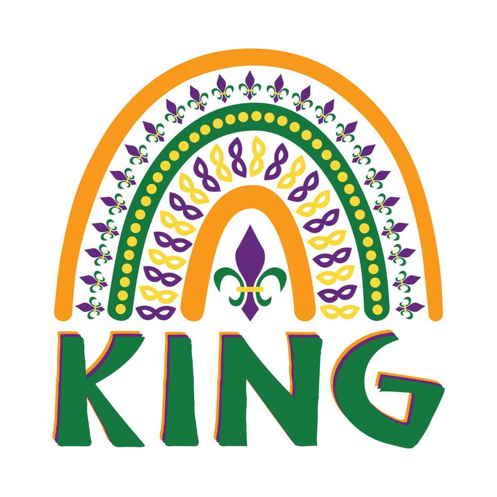 King Mardi Gras Boho Rainbow vector