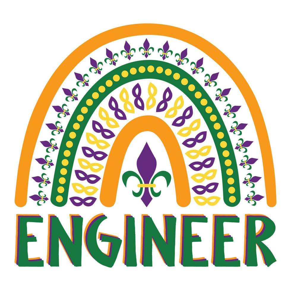 Engineer Mardi Gras Boho Rainbow vector