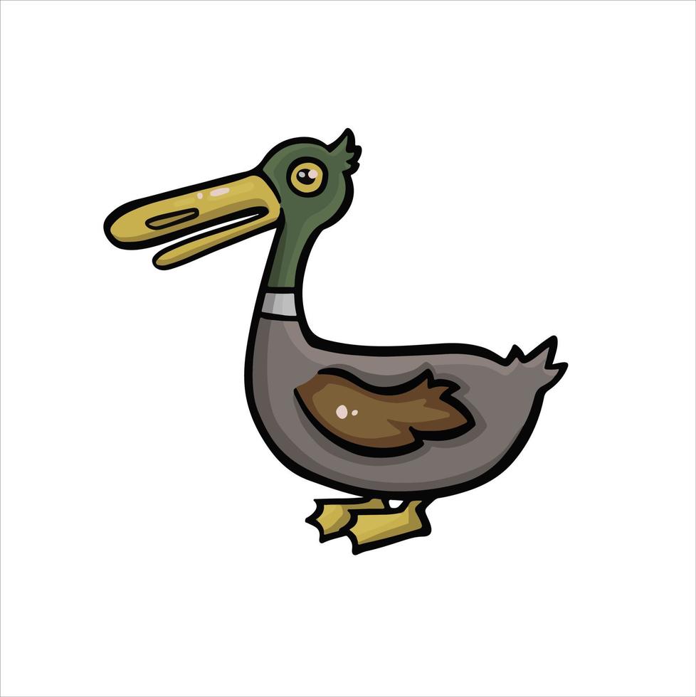cartoon colored drake duck, mallard vector