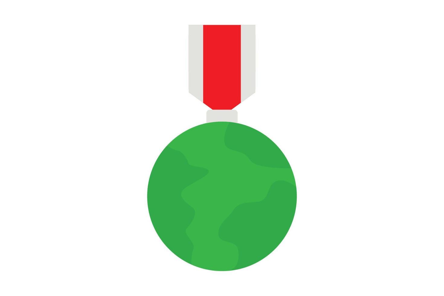 Medal icon illustration with earth. icon related to championship. Flat icon style. Simple vector design editable