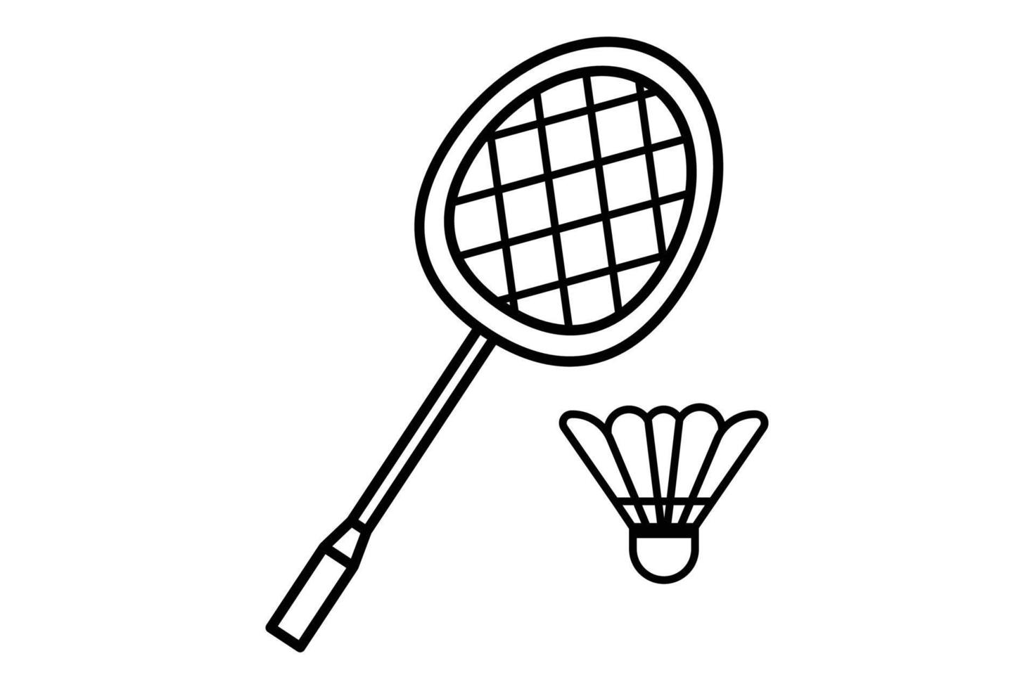 Badminton icon illustration. Racket and shuttlecock. icon related to badminton, sport. outline icon style. Simple vector design editable