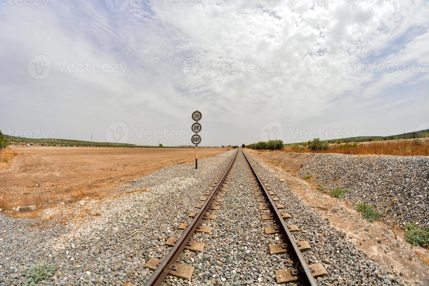 Railroad train tracks photo