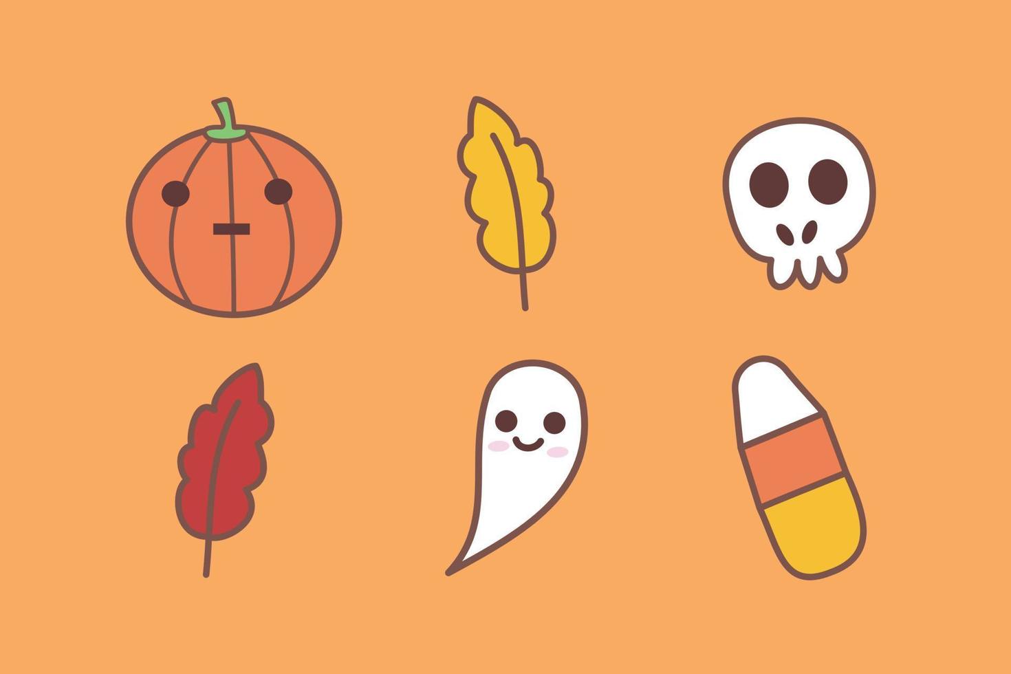 Set of halloween icon in cute style vector