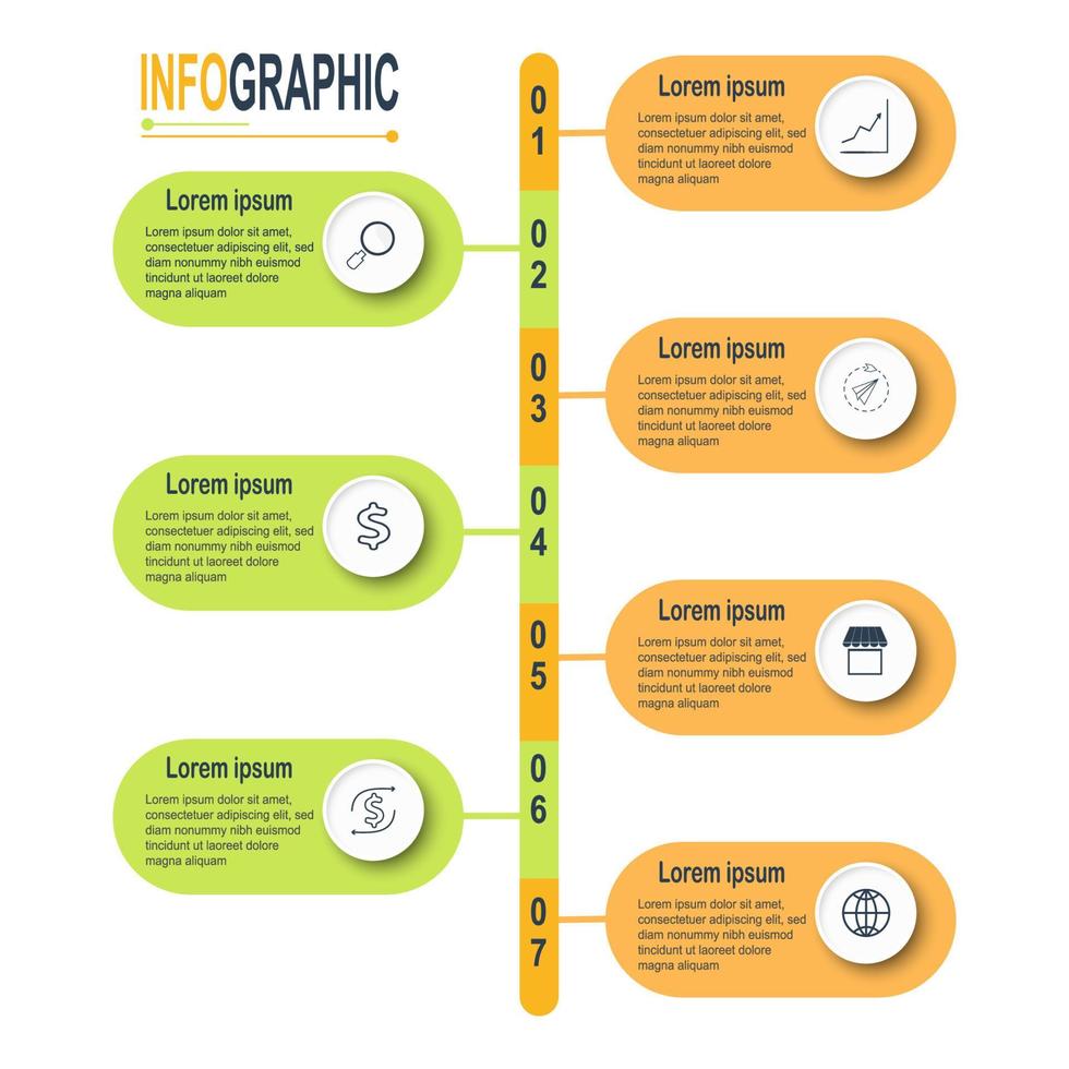 infografía circulo modelo 7 7 pasos negocio datos ilustración. presentación cronograma infografía modelo. vector