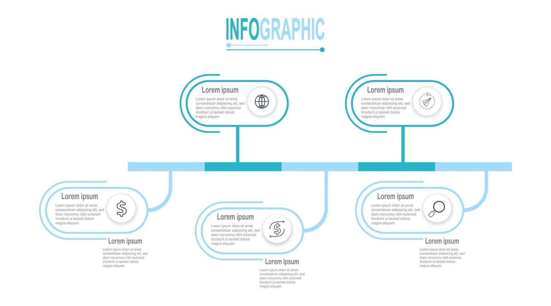 Infographic circle template 5 steps business data illustration. Presentation timeline infographic template. vector