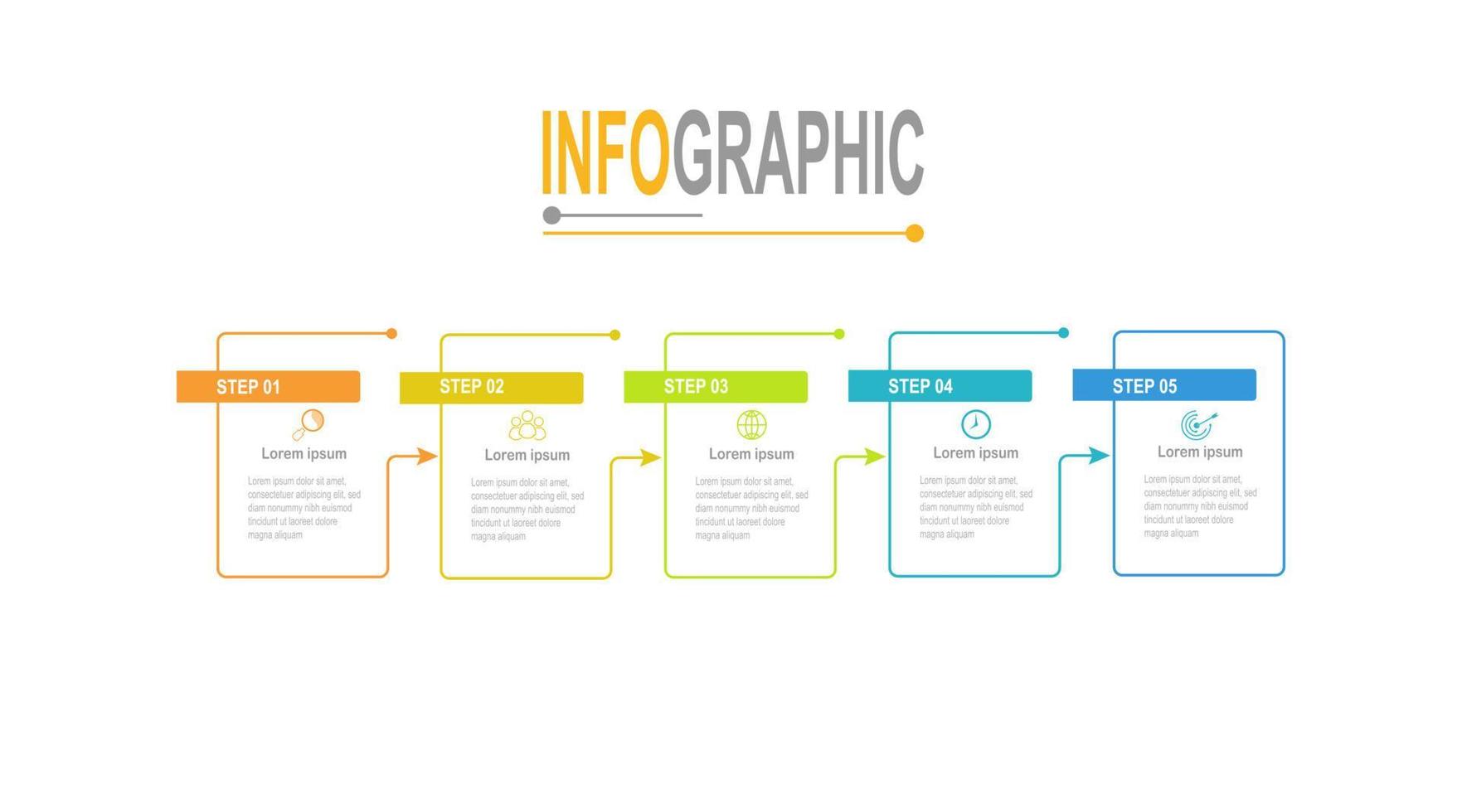 Infographic timeline template 5 steps business data illustration vector