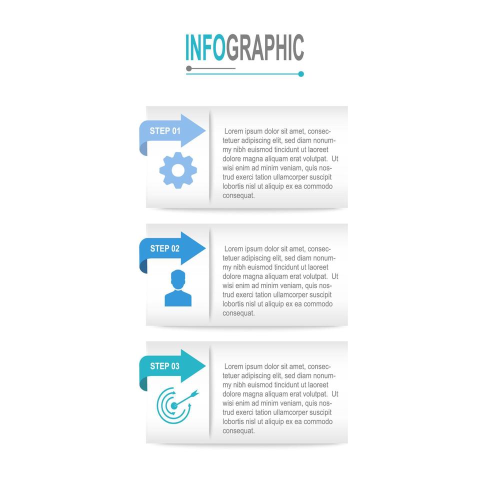 3 steps Rectangle Infographic template business data illustration vector