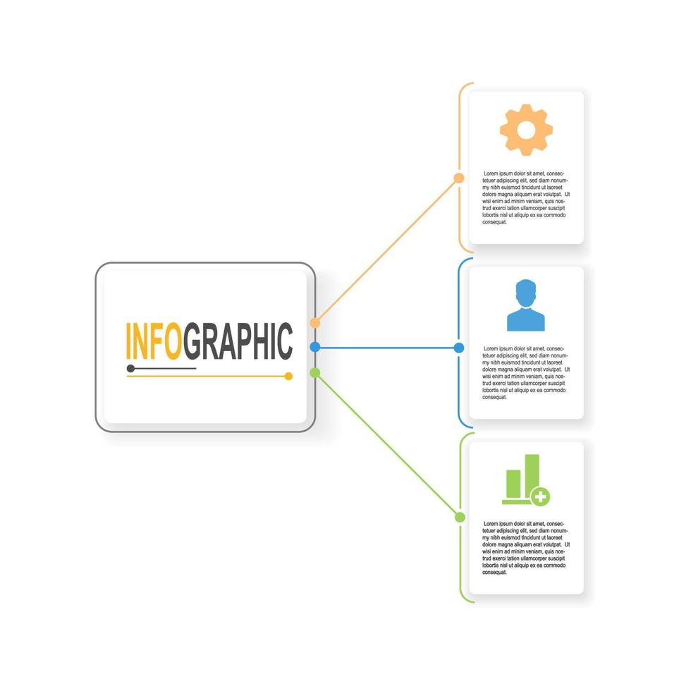 3 pasos rectángulo infografía modelo negocio datos ilustración vector