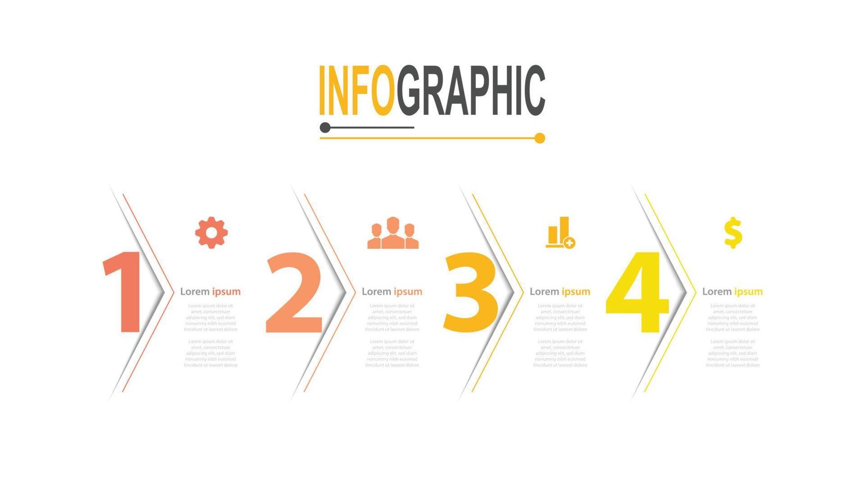 nfográfico 4 4 pasos modelo negocio datos sencillo ilustración vector