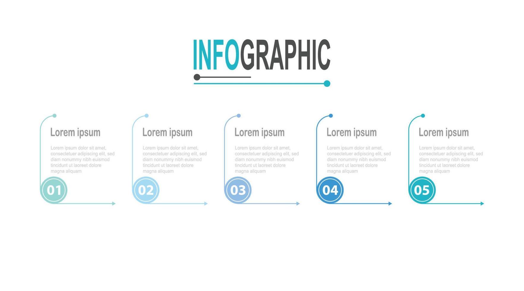 5 5 pasos cuadrado marco infografía modelo negocio datos ilustración vector