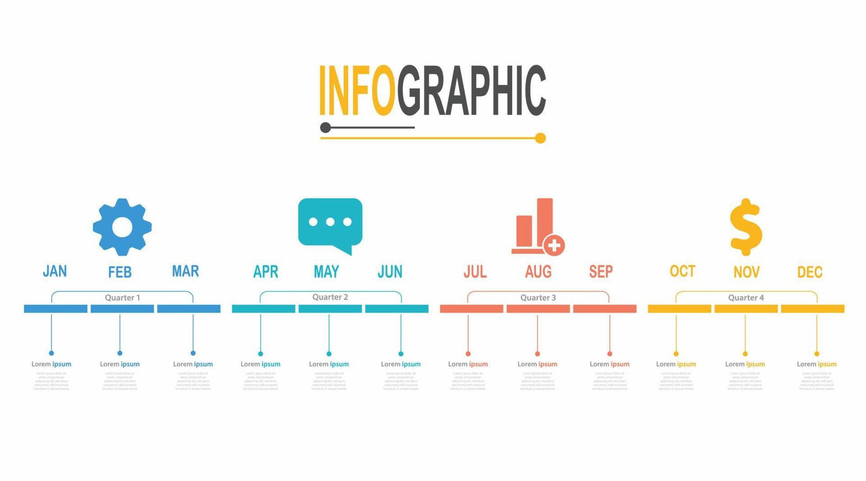 Infographic 12 steps Timeline in 1 year template business data illustration vector