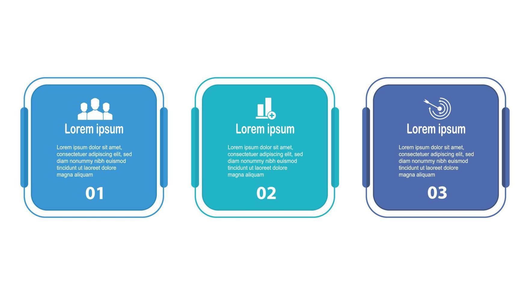 Infographic 3 steps square template business data info chart illustration vector