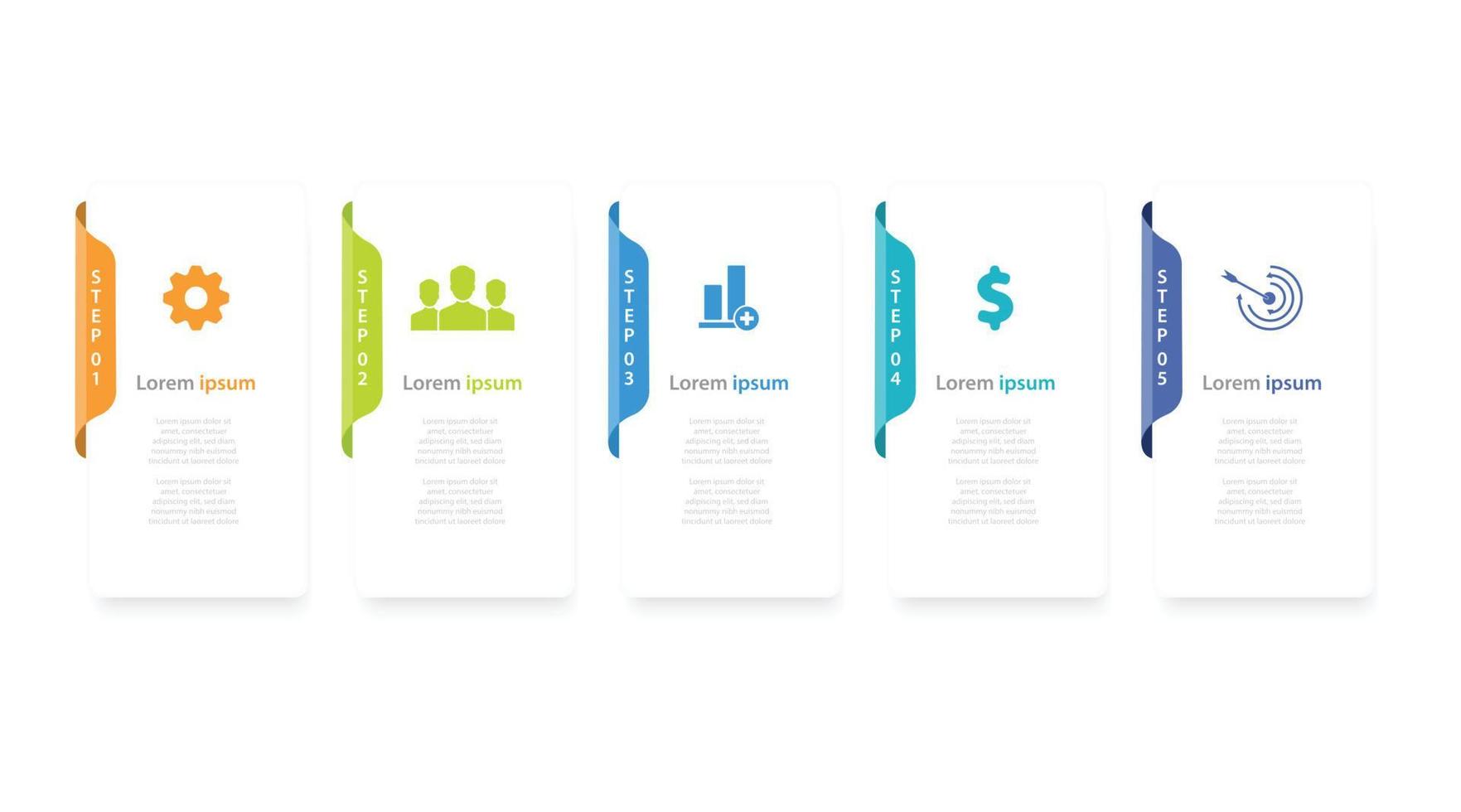 Infographic 5 steps Rectangle template business data info chart illustration vector