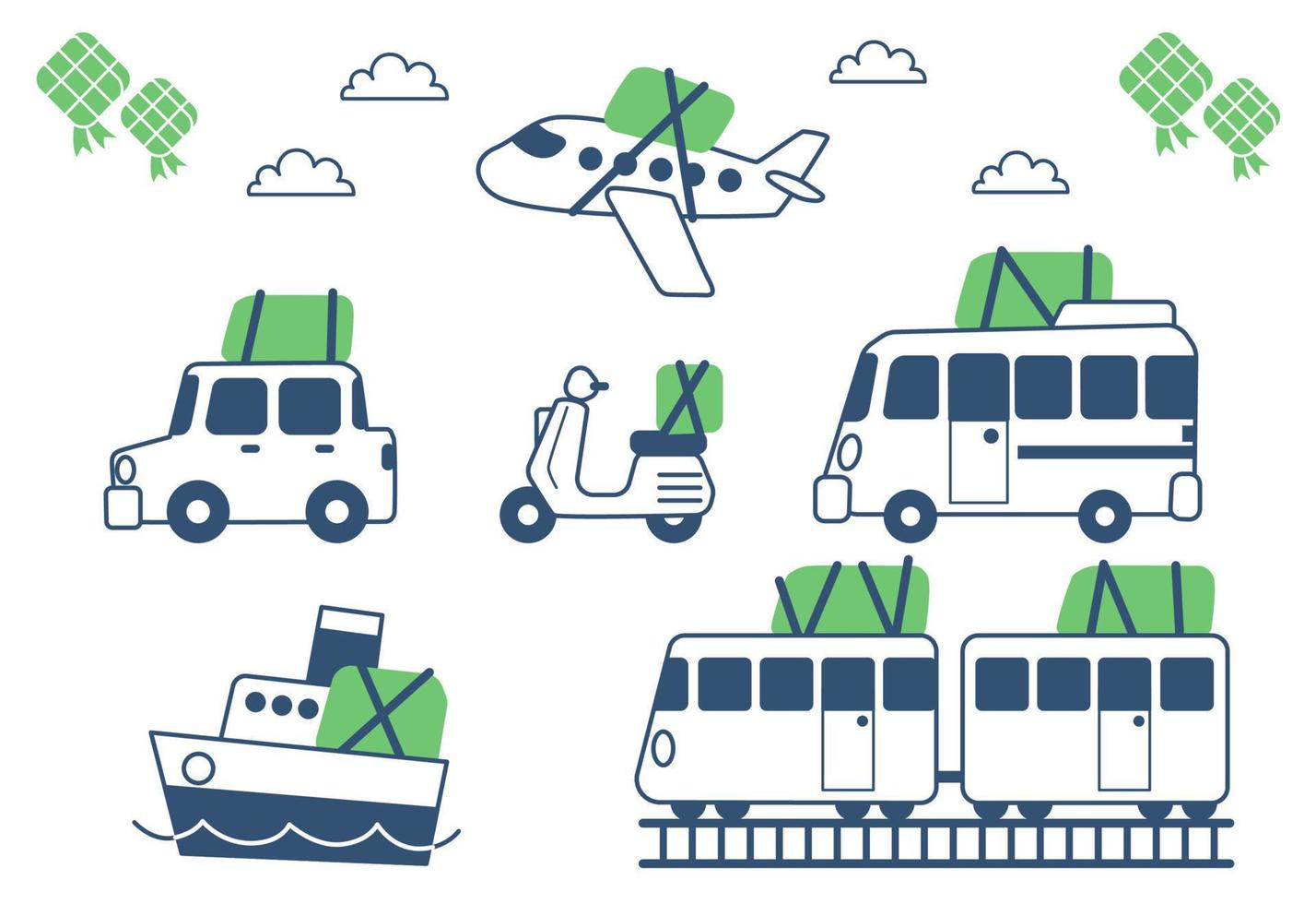 the transportation that is usually used when going home for Eid is transporting goods vector